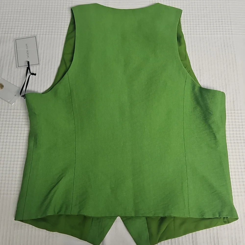 1.State Sleeveless Button Down V-neck Vest: Salted Lime: Size- 4‎